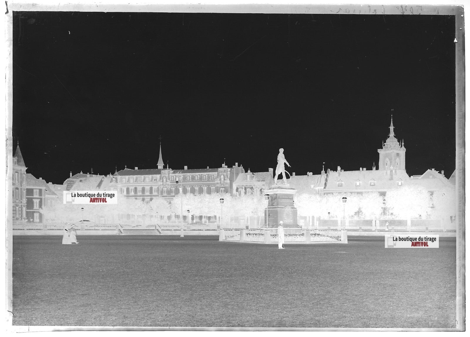 Plaque verre photo ancienne négatif noir et blanc 13x18 cm Colmar Rapp, France