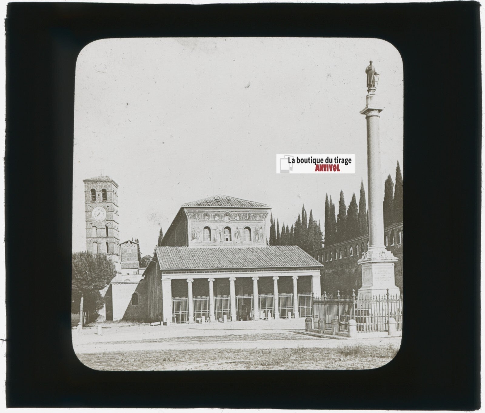 Basilique Saint-Paul-Hors-Les-Murs, Rome, photo plaque verre, positif 8,5x10 cm