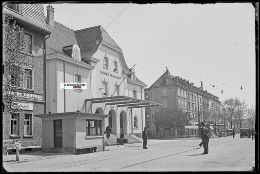 Saint-Louis, douanes, Plaque verre photo ancienne, négatif noir & blanc 10x15 cm