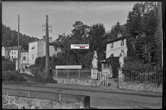 Saint-Nectaire, Auvergne, Plaque verre photo, négatif noir & blanc 10x15 cm