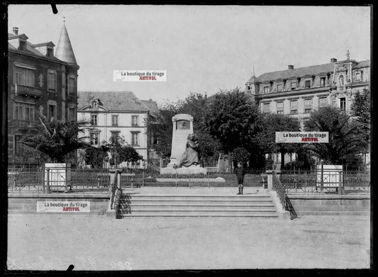 Plaque verre photo ancienne négatif noir et blanc 13x18 cm architecture Colmar 