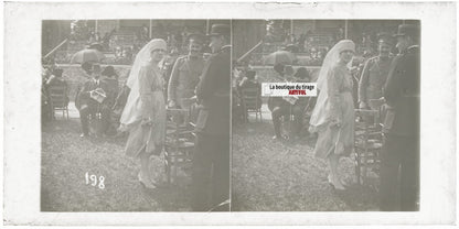 Personnages, Longchamp, Paris, plaque verre stéréoscopique, positif 8,5x17 cm