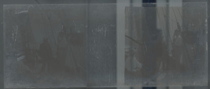 Bateau, voyage Maroc, Plaque verre stéréo, positif noir & blanc 4,5x10,7 cm