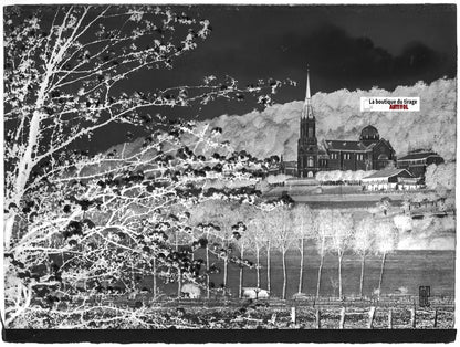 Domrémy-la-Pucelle, Plaque verre photo ancienne, négatif noir & blanc 10x15 cm