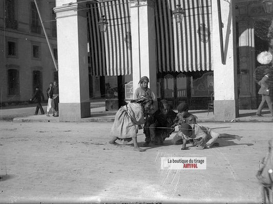 Algérie, Alger, centre-ville, plaque verre photo ancienne, négatif 9x12 cm