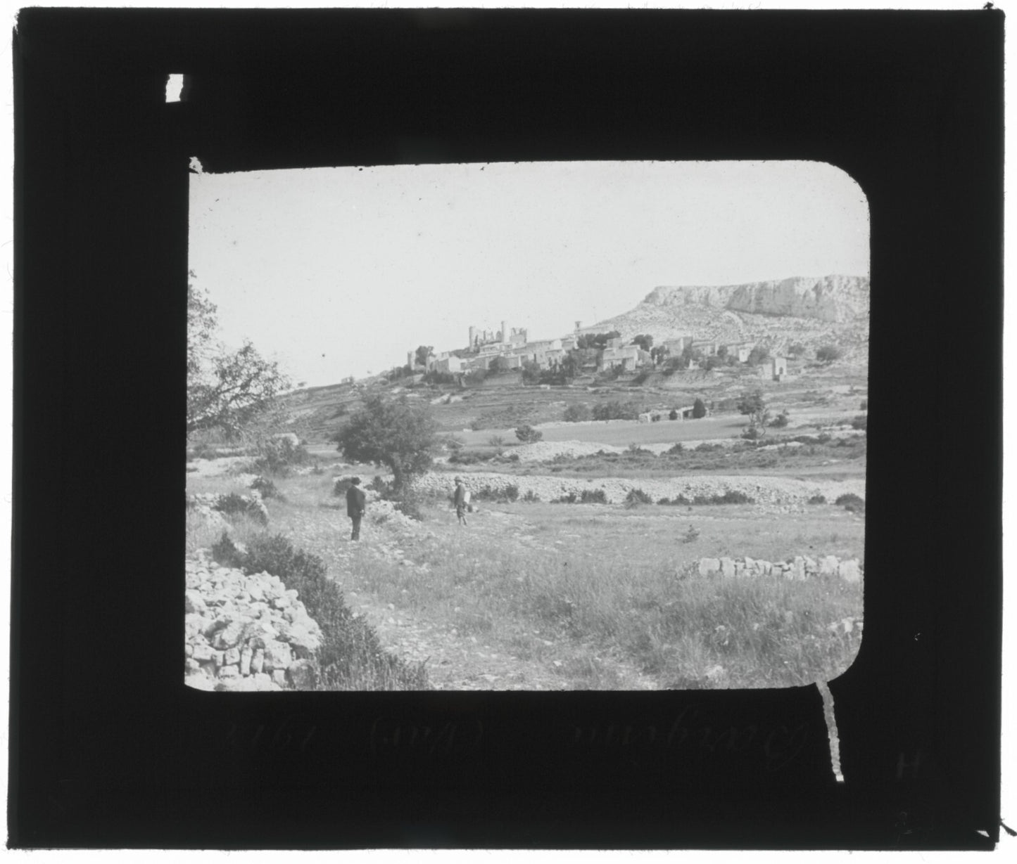 Bargème, village Var, photo ancienne plaque de verre, positif 8,5x10 cm