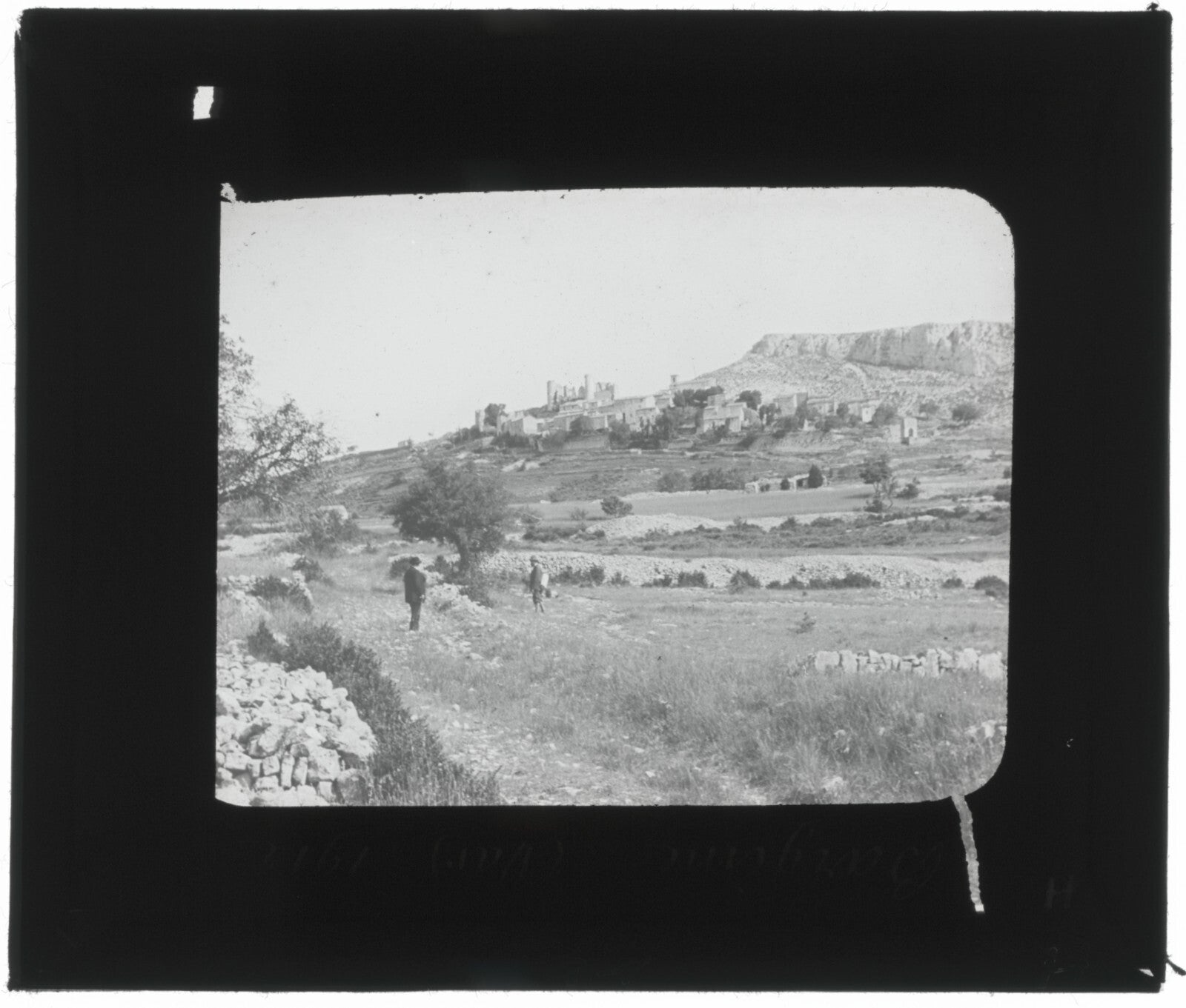 Bargème, village Var, photo ancienne plaque de verre, positif 8,5x10 cm