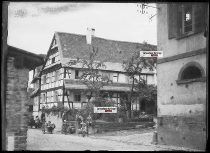 Plaque verre photo ancienne négatif noir et blanc 13x18 cm Wissembourg