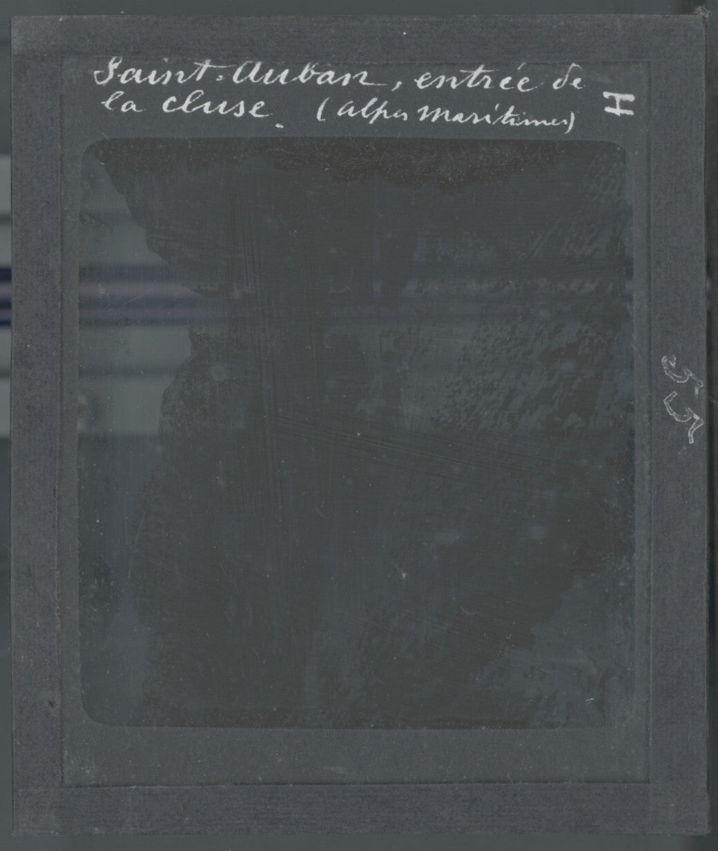 Saint-Auban, paysage, falaise, photo ancienne plaque de verre, positif 8,5x10 cm