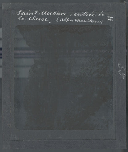 Saint-Auban, paysage, falaise, photo ancienne plaque de verre, positif 8,5x10 cm