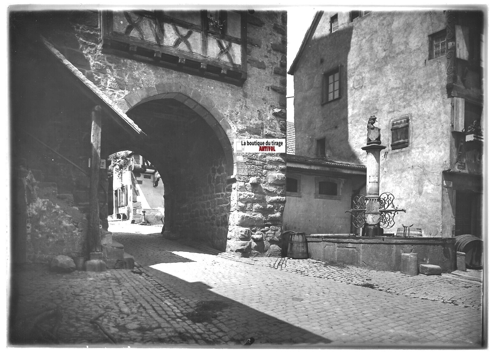 Plaque verre photo ancienne positif noir et blanc 13x18 cm Riquewihr France