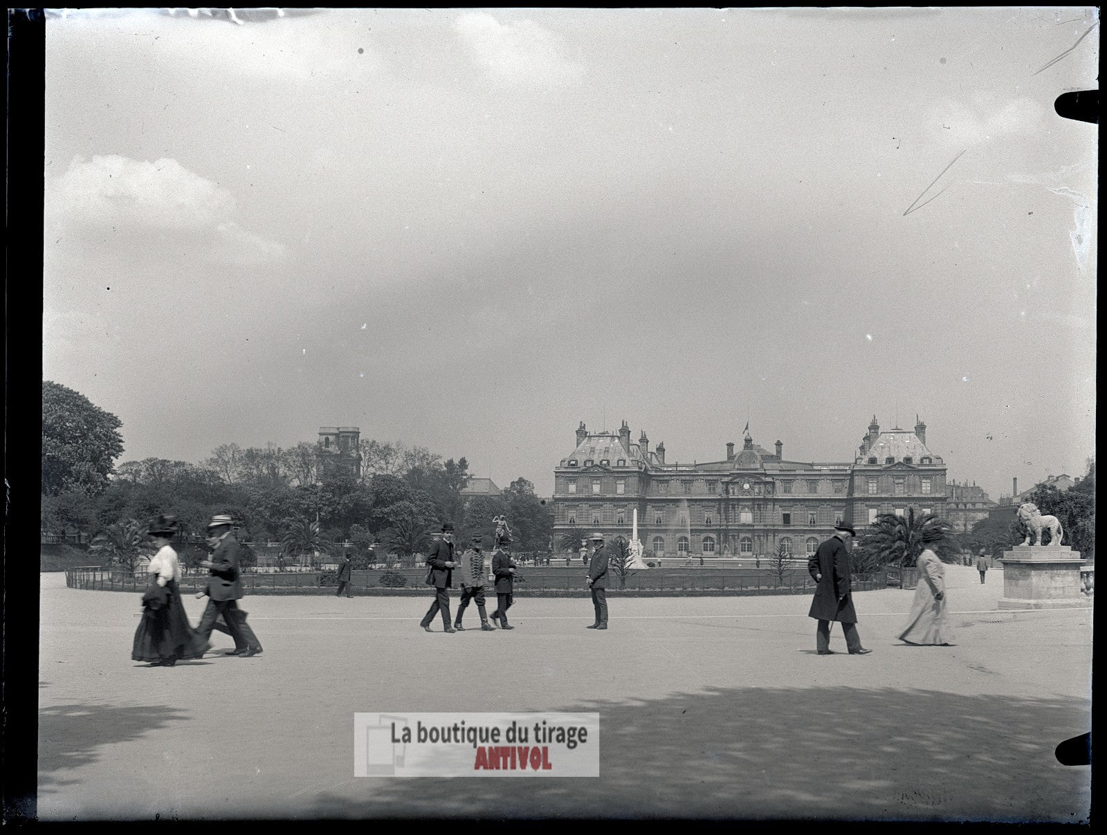 Palais du Luxembourg, Paris, plaque verre, photo ancienne, négatif 9x12 cm
