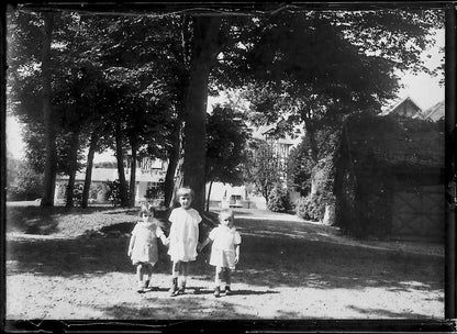 Plaque verre photo ancienne négatif 6x9 cm enfants petites filles, vintage 