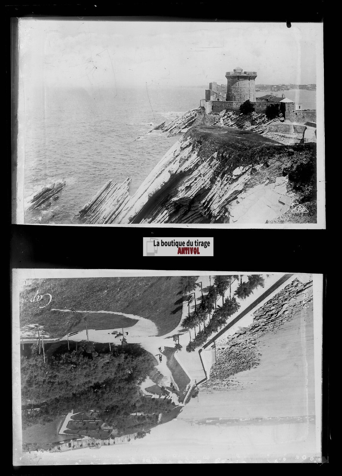 Saint Jean De Luz, Socoa, photos plaque de verre, lot de 5 négatifs 13x18 cm