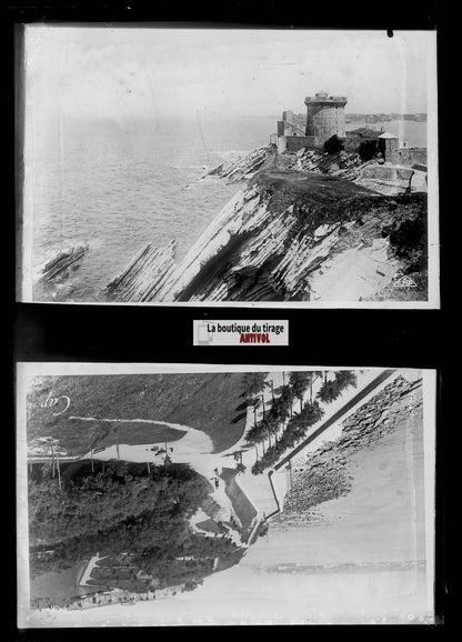 Saint Jean De Luz, Socoa, photos plaque de verre, lot de 5 négatifs 13x18 cm