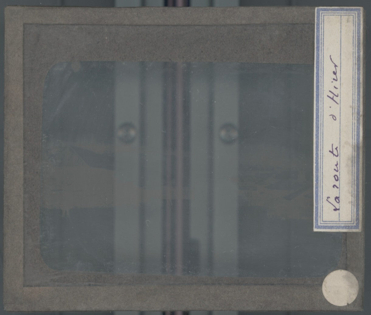 Village, Russie, hiver, photo plaque verre, noir & blanc, positif 8,5x10 cm