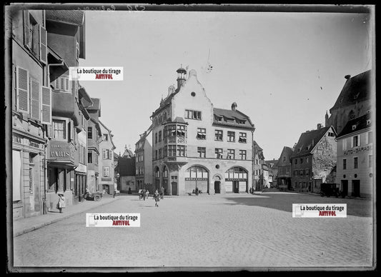 Plaque verre photo ancienne négatif noir et blanc 13x18 cm Alsace Colmar 