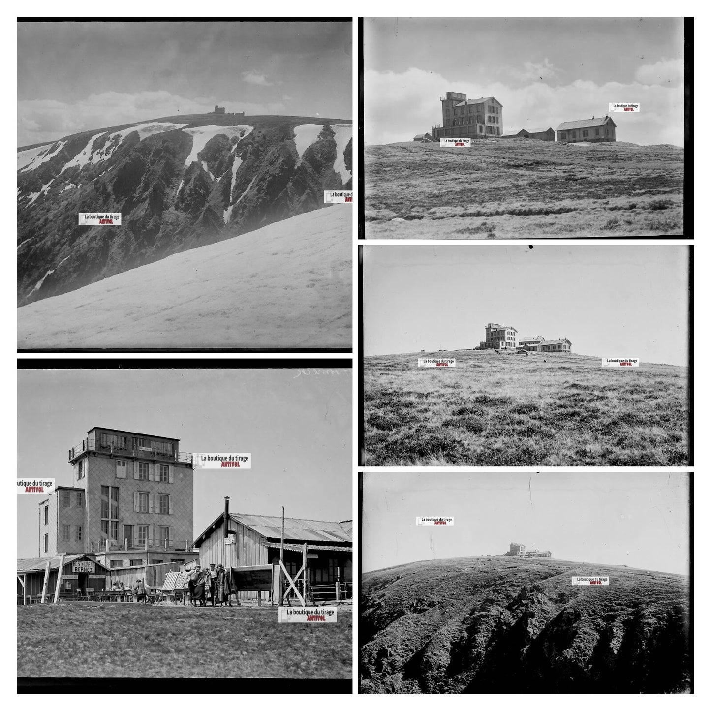 Vosges Hohneck Belvédère, photos plaque de verre, lot de 5 négatifs 13x18 cm