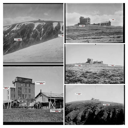 Vosges Hohneck Belvédère, photos plaque de verre, lot de 5 négatifs 13x18 cm