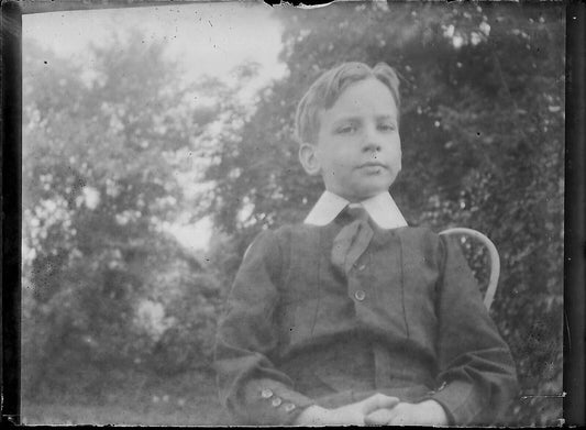 Plaque verre photo négatif noir et blanc 6x9 cm portrait garçon France vintage 