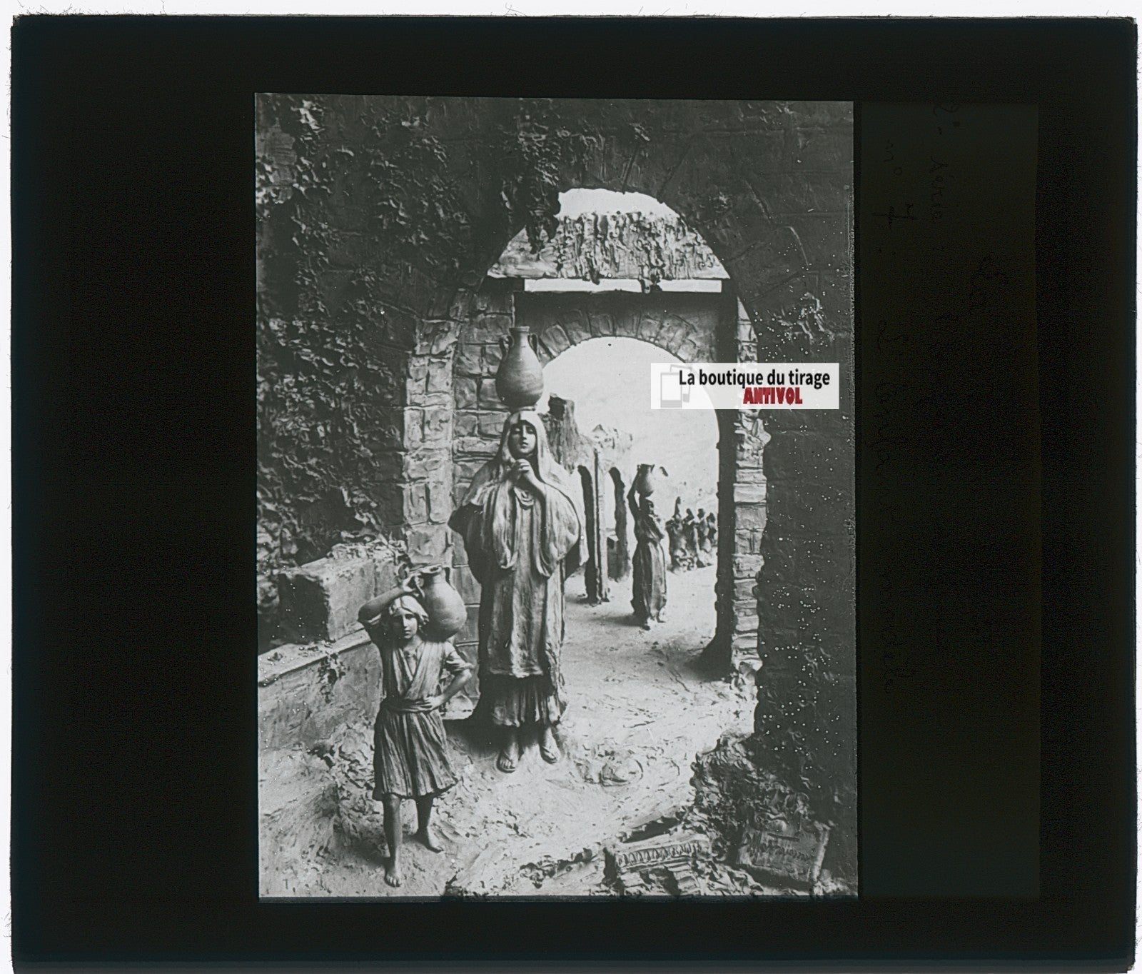 Enfance de Jésus, photo plaque verre, noir & blanc, positif 8,5x10 cm