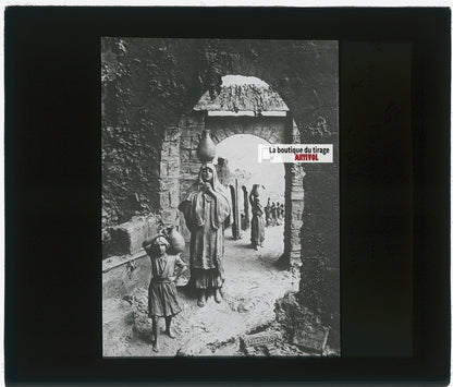 Enfance de Jésus, photo plaque verre, noir & blanc, positif 8,5x10 cm