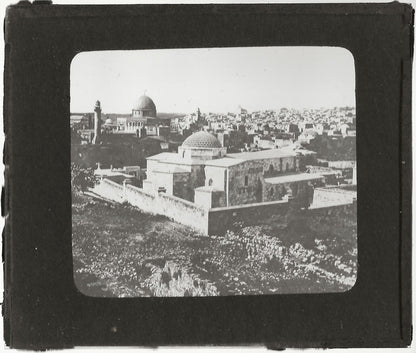 Eglise, mosquée, Jérusalem, photo ancienne, plaque de verre, positif 8,5x10 cm