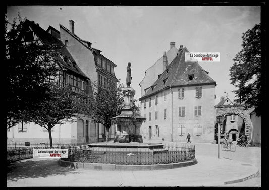 Plaque verre photo ancienne négatif noir et blanc 13x18 cm photographie Colmar 