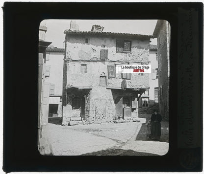 Craponne-sur-Arzon, village, photo ancienne plaque de verre, positif 8,5x10 cm