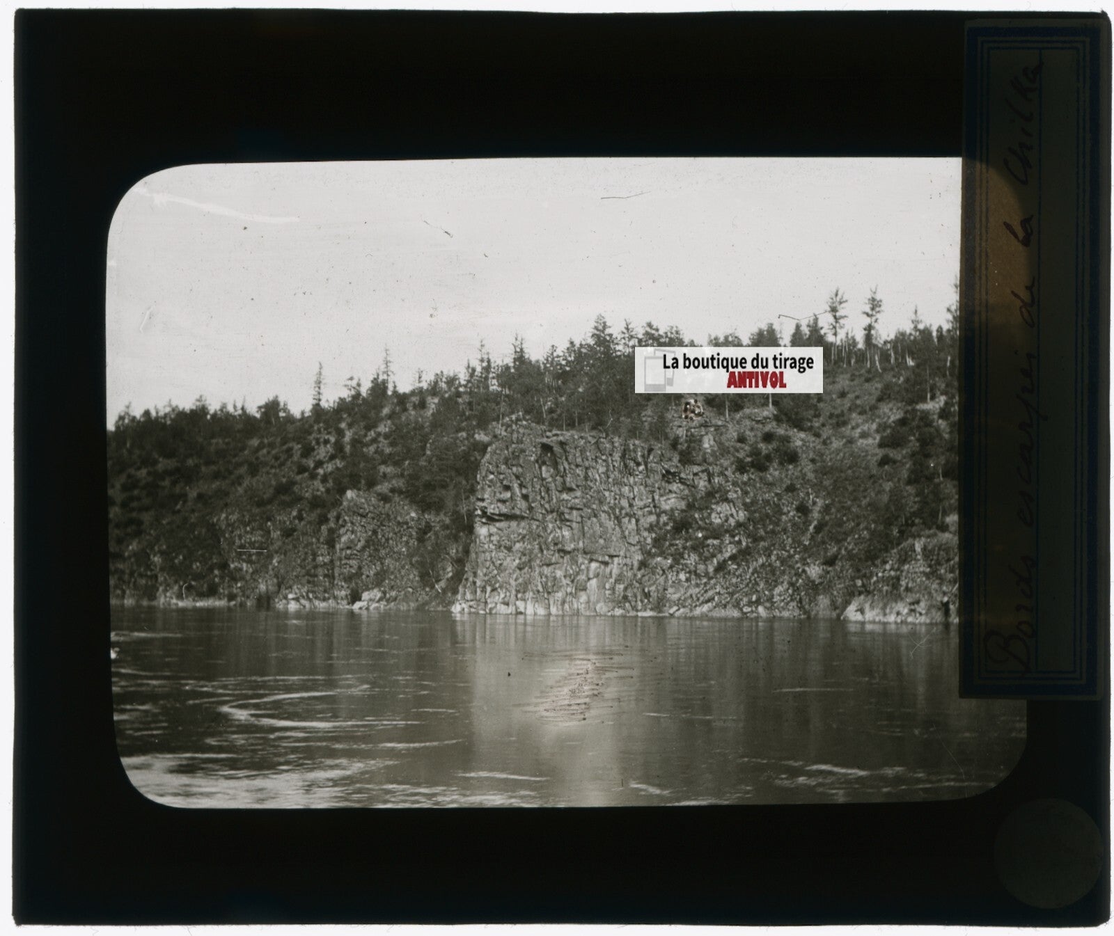 Rivière Chilka, Russie, photo plaque verre, noir & blanc, positif 8,5x10 cm