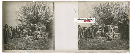 Personnages, Maroc, Plaque verre stéréo, positif noir & blanc 4,5x10,7 cm
