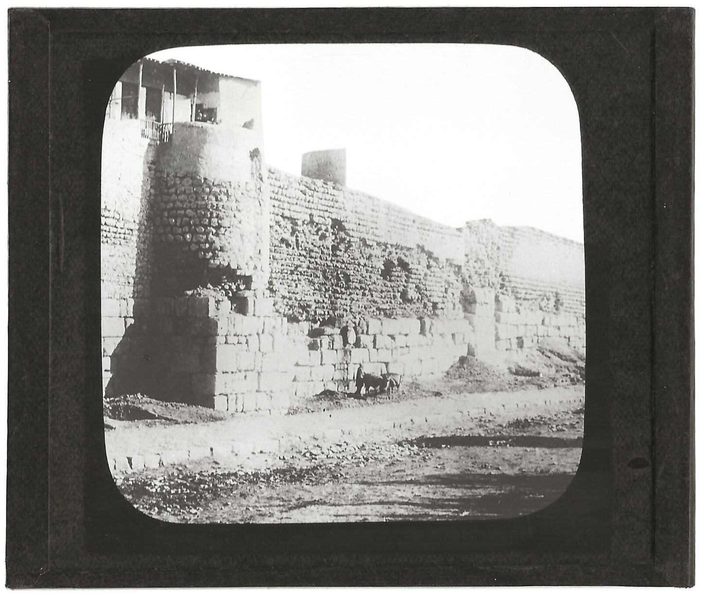 Damas, Saint-Paul, mur, photo ancienne plaque de verre, positif 8,5x10 cm