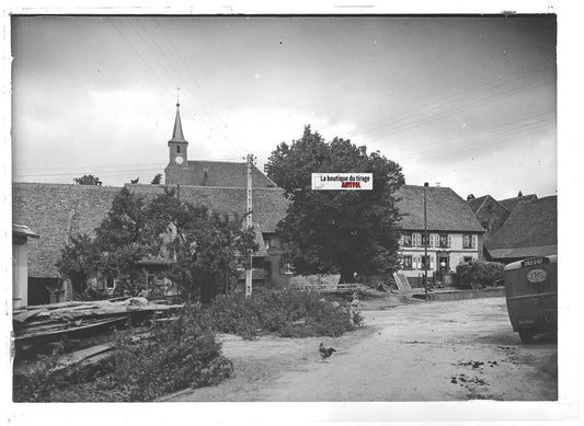 Plaque verre photo ancienne positif noir et blanc 13x18 cm Brumath Fleischel