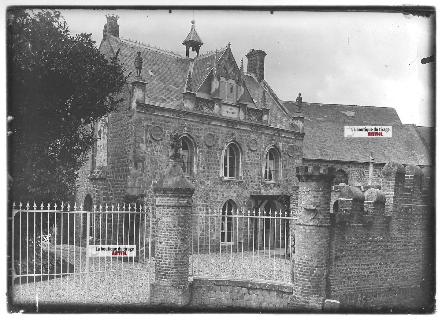 Plaque verre photo ancienne positif noir et blanc 13x18 cm Manneville-és-Plains