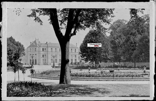 Epinal, lycée garçons, Vosges, Plaque verre photo, négatif noir & blanc 9x14 cm