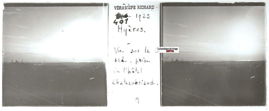 Hyères, Richard, Plaque verre photo stéréo, positif noir & blanc 4,5x10,7 cm