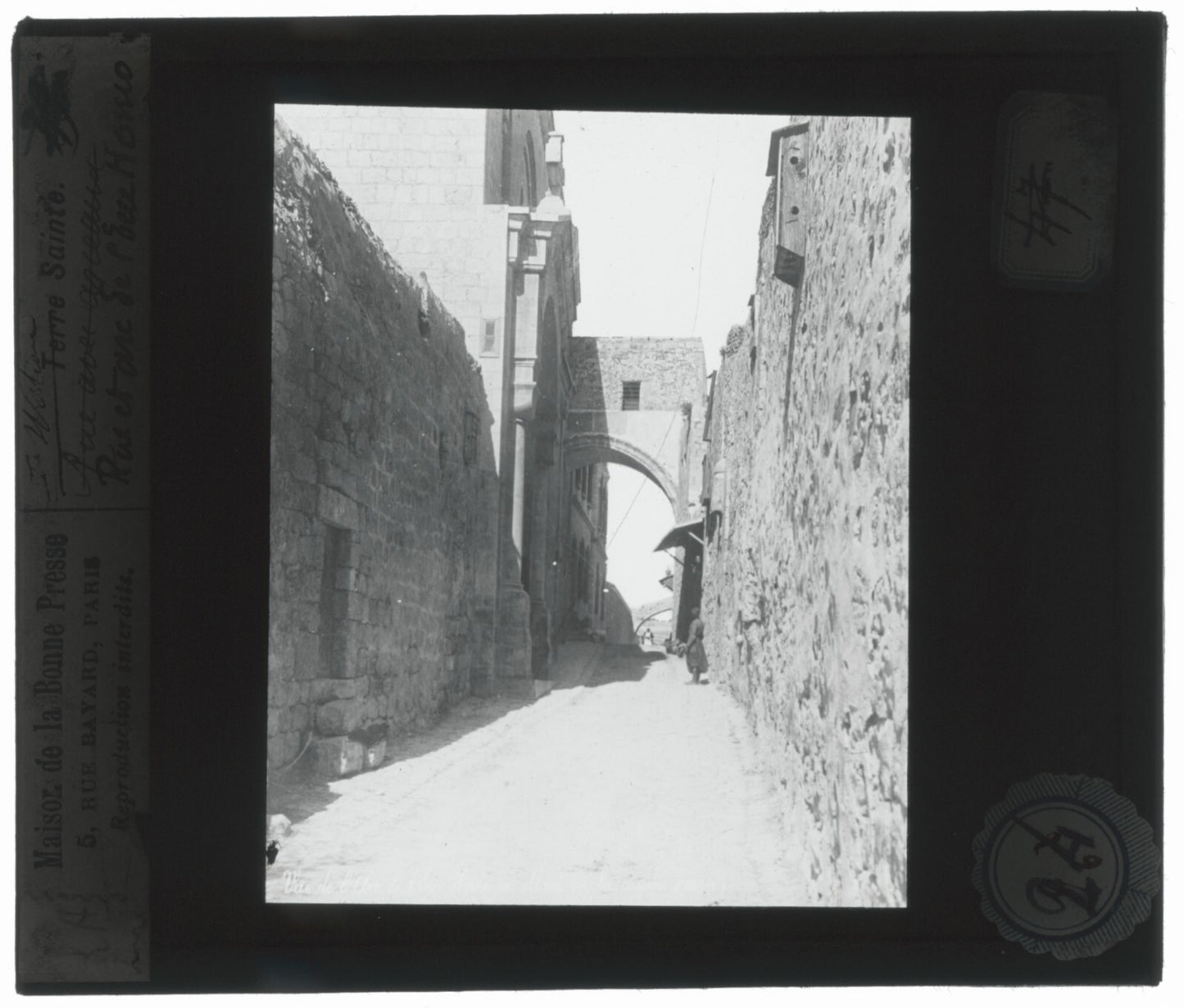 Arc de l'Ecce Homo, Jérusalem, photo plaque de verre, positif 8,5x10 cm