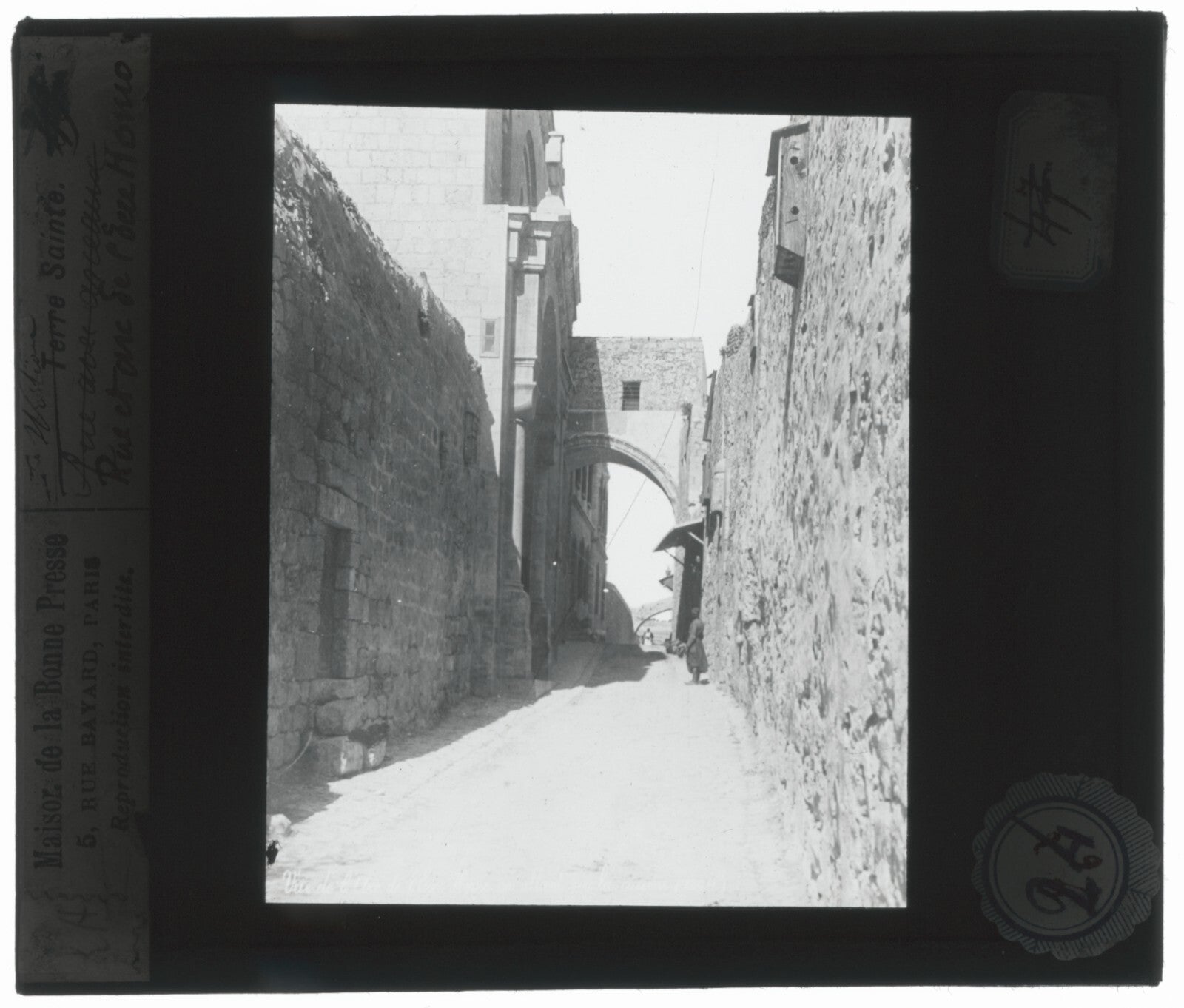 Arc de l'Ecce Homo, Jérusalem, photo plaque de verre, positif 8,5x10 cm