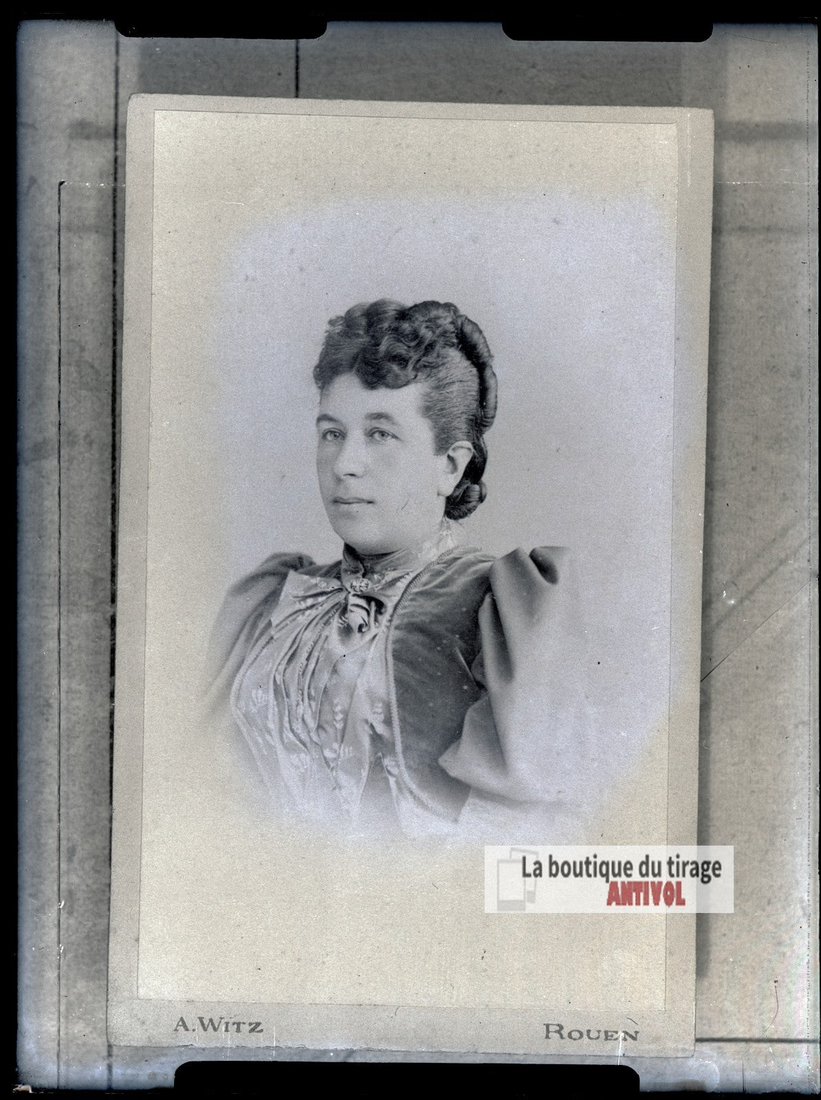 Portrait d'une femme, Belle Époque, plaque verre photo ancienne, négatif 9x12 cm