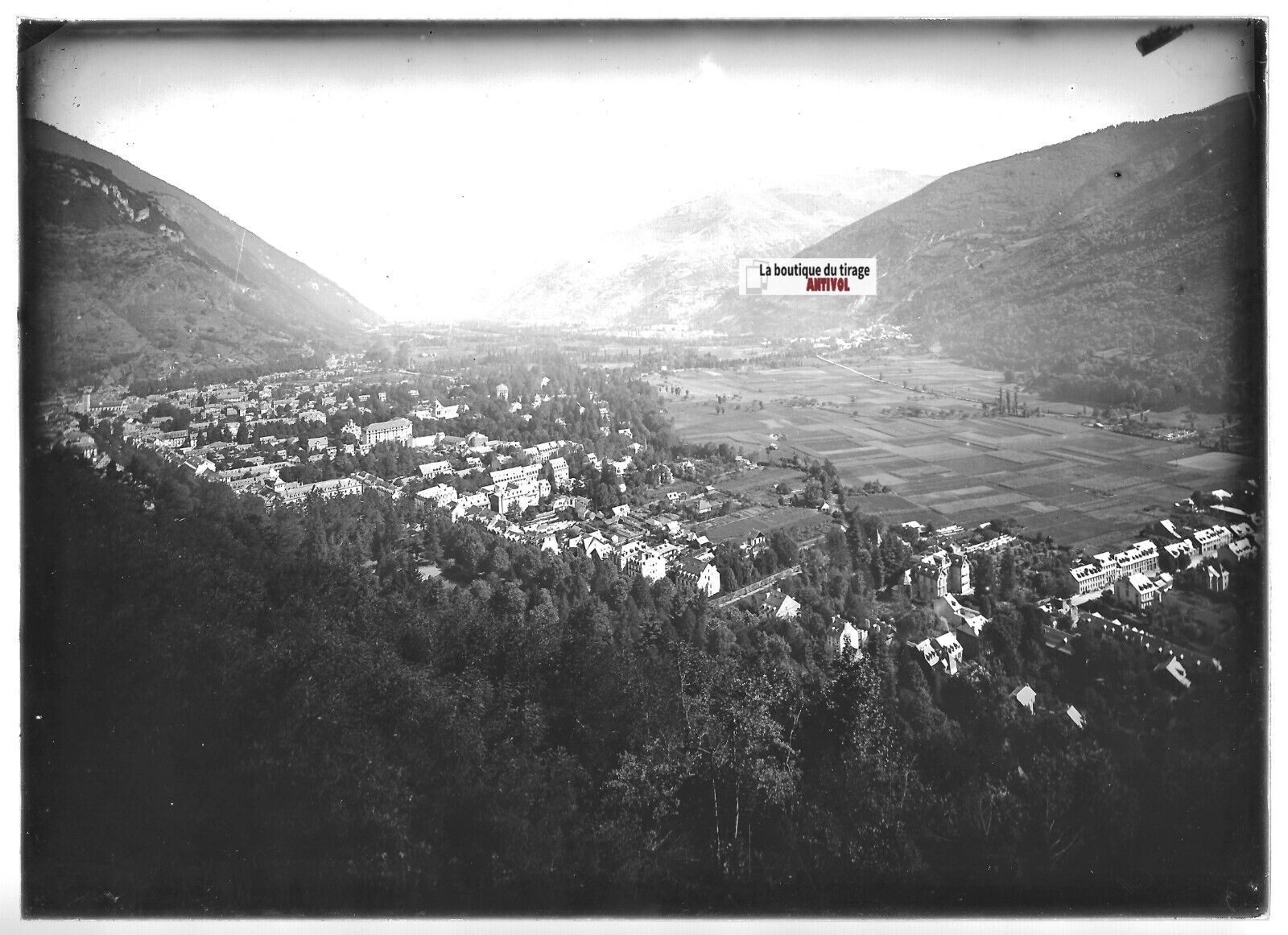 Plaque verre photo ancienne positif noir et blanc 13x18 cm Luchon Pyrénées