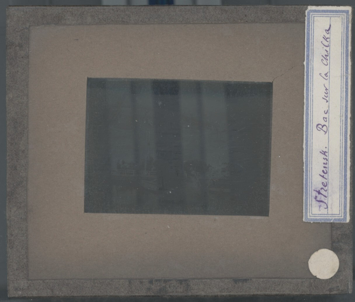 Bateau, Sretensk, Russie, photo plaque verre, noir & blanc, positif 8,5x10 cm