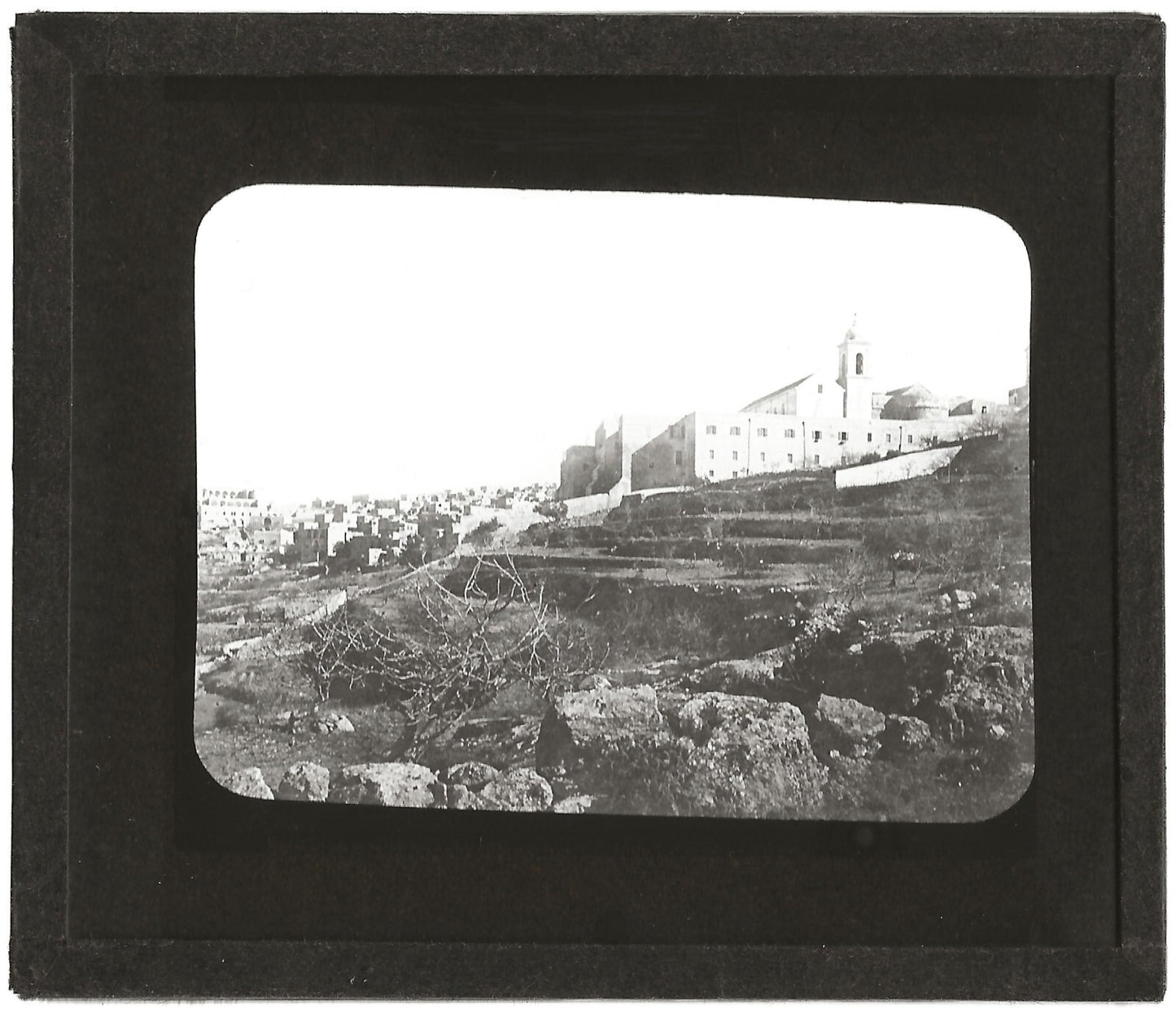 Église Nativité, Bethléem, photo ancienne plaque de verre, positif 8,5x10 cm