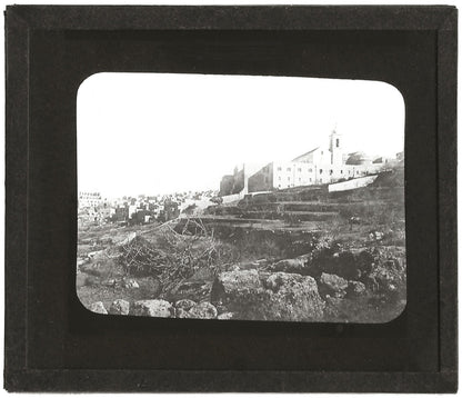 Église Nativité, Bethléem, photo ancienne plaque de verre, positif 8,5x10 cm