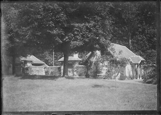 Plaque verre photo négatif noir et blanc 6x9 cm écurie château glass plate 