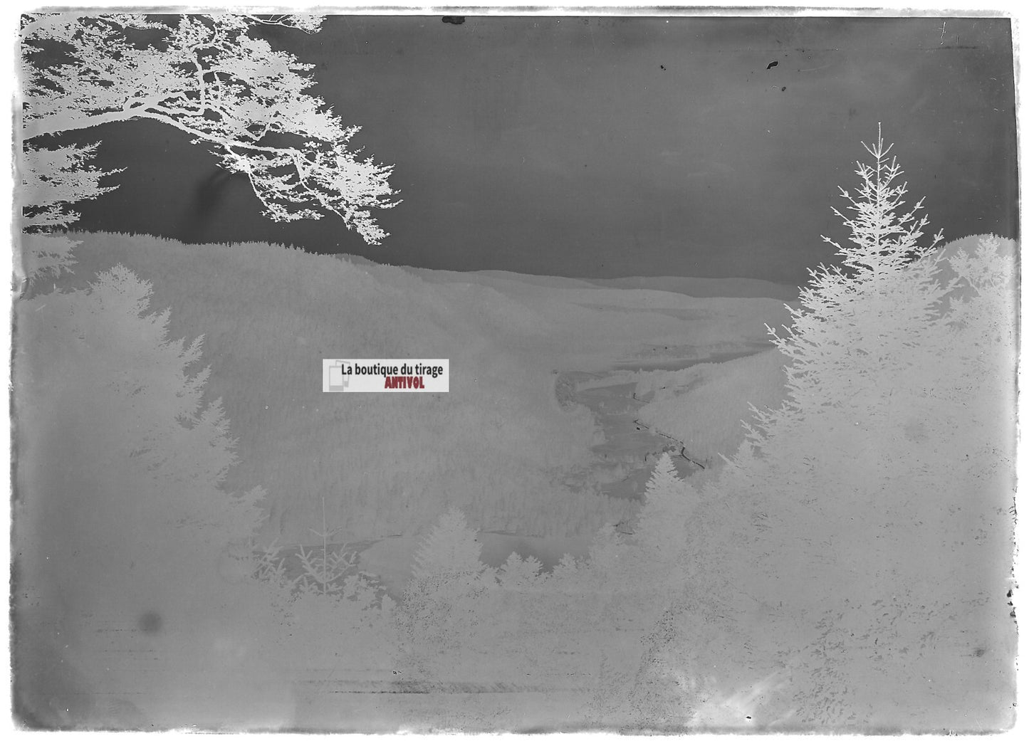 Plaque verre photo ancienne négatif noir et blanc 13x18 cm Gérardmer paysage