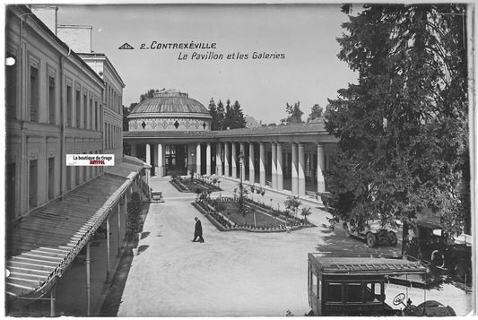 Contrexéville, Vosges, Plaque verre photo, positif noir & blanc 10x15 cm