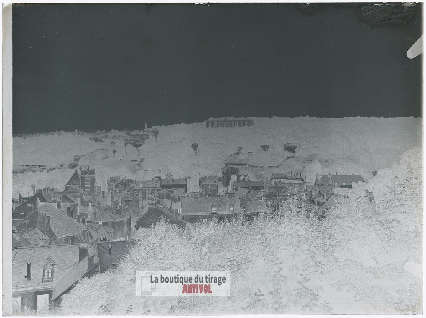 Vue de Meudon, France, plaque verre, photo ancienne, négatif 9x12 cm