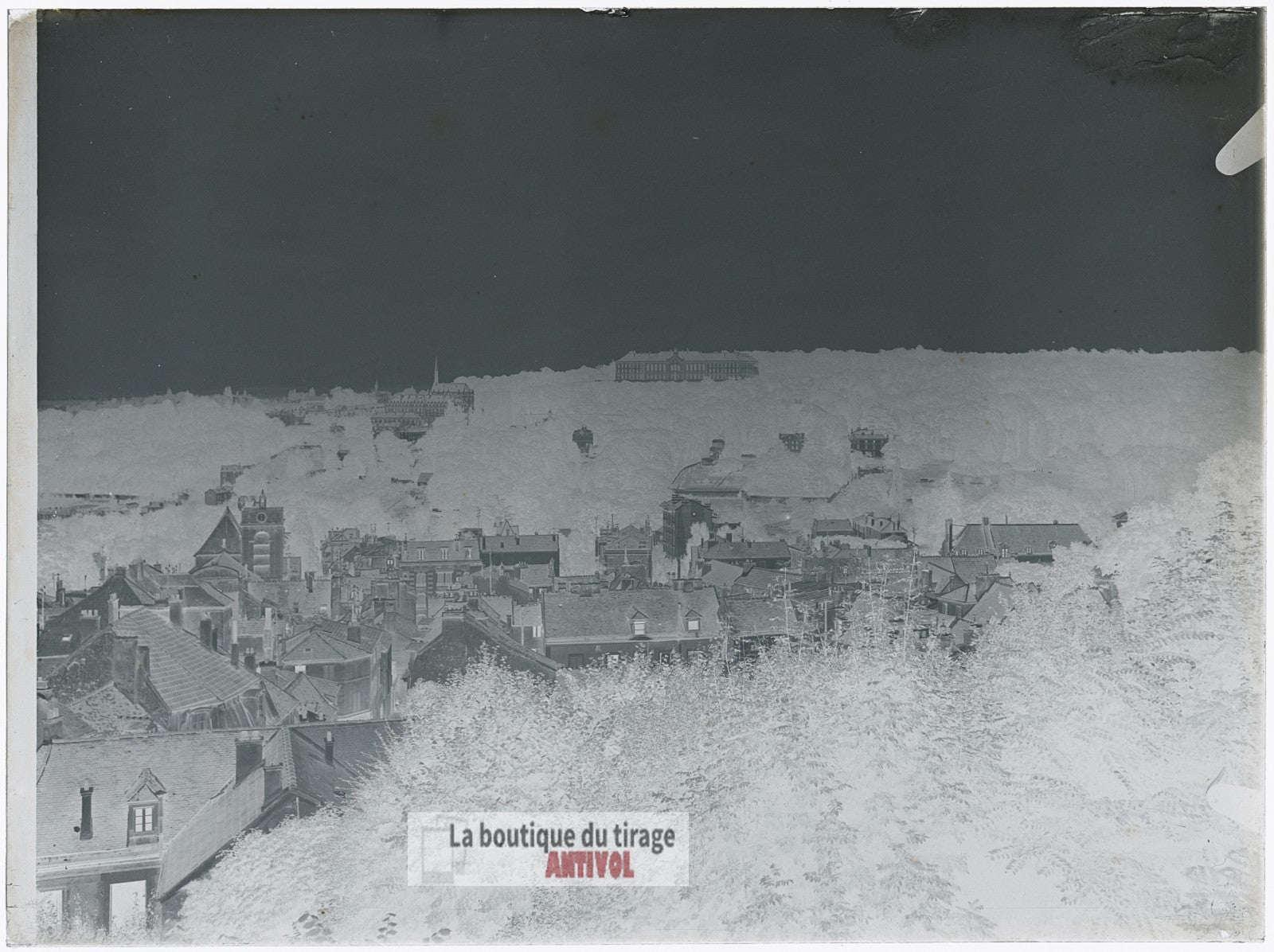 Vue de Meudon, France, plaque verre, photo ancienne, négatif 9x12 cm