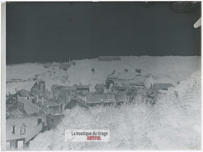 Vue de Meudon, France, plaque verre, photo ancienne, négatif 9x12 cm
