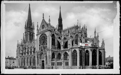 Plaque verre photo vintage, négatif noir & blanc 9x14 cm, Nancy, Saint-Epvre